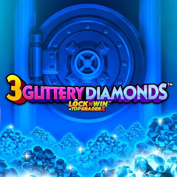 3 Glittery Diamonds slot logo by PearFiction Studios at Mad Casino3 Glittery Diamonds